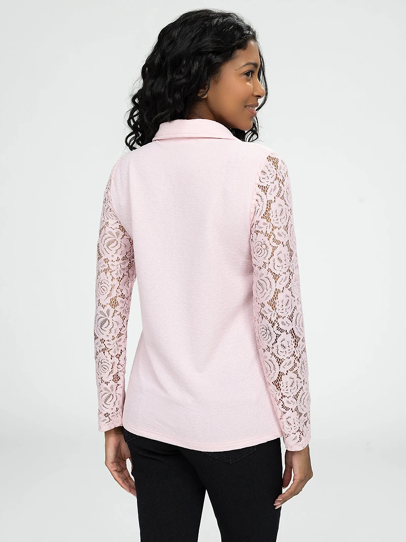 Long-sleeve semi-fitted t-shirt