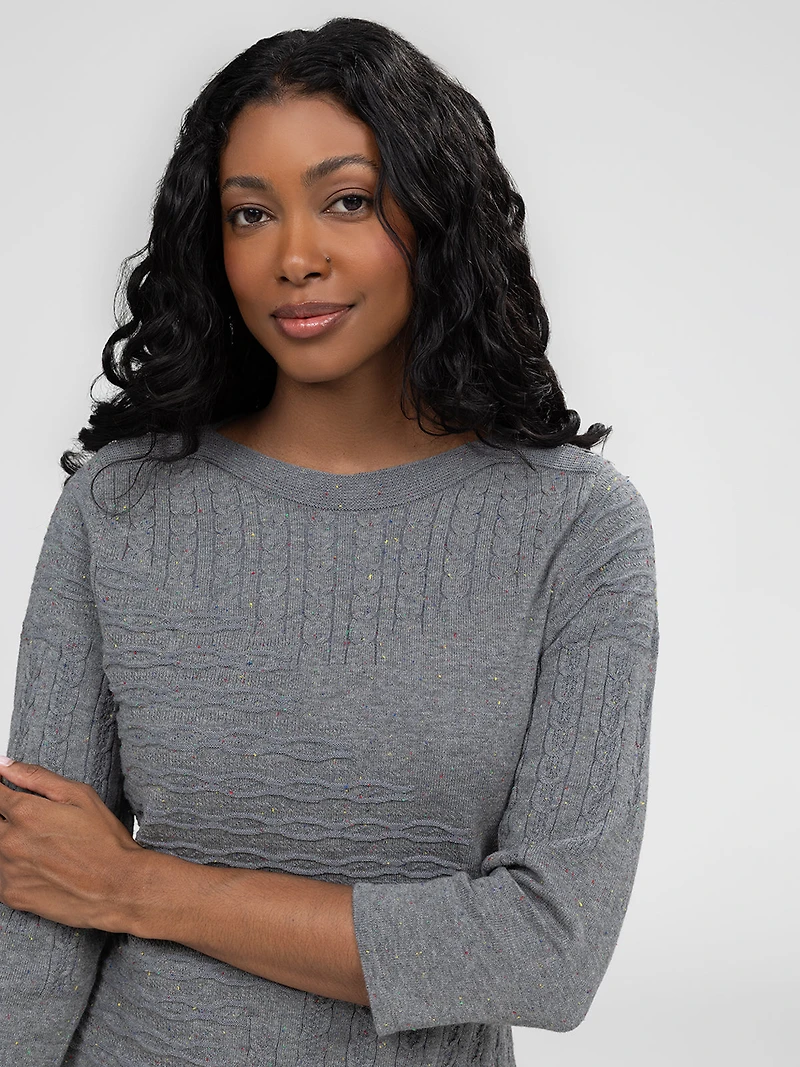 3/4-sleeve pullover sweater