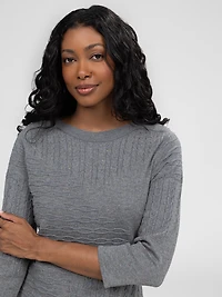 3/4-sleeve pullover sweater
