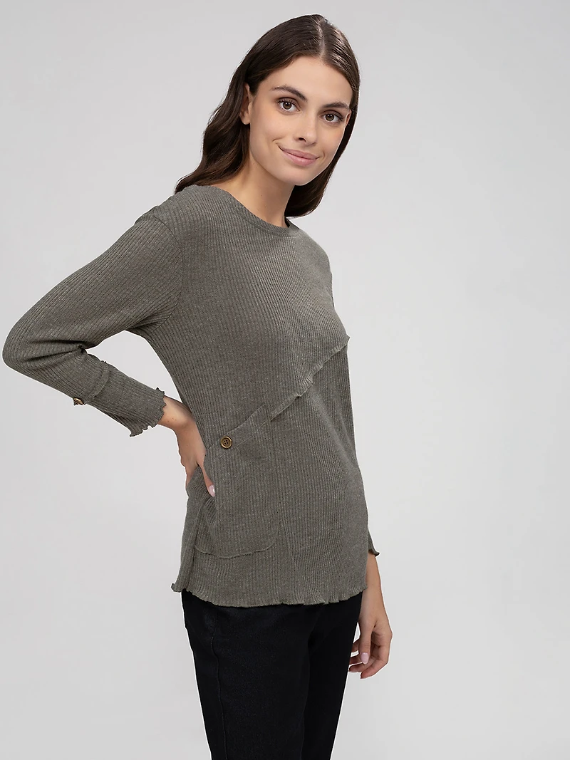 Tunique en tricot semi-ajustée à manches longues