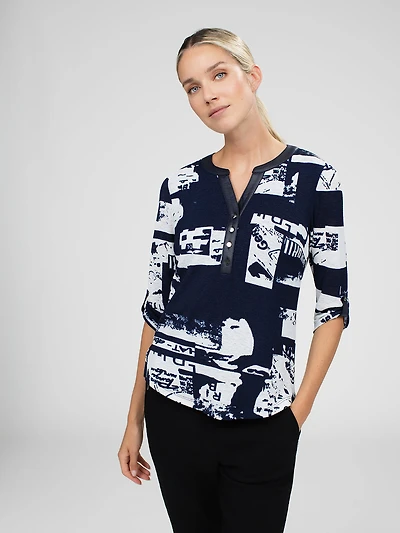 3/4-sleeve semi-fitted t-shirt