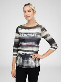 3/4-sleeve semi-fitted t-shirt