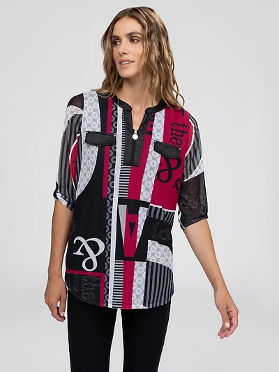 3/4-sleeve semi-fitted tunic