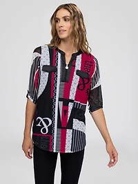 3/4-sleeve semi-fitted tunic