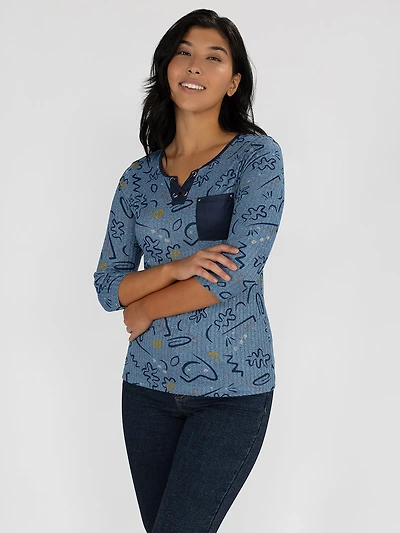 T-shirt semi-ajusté à manches 3/4