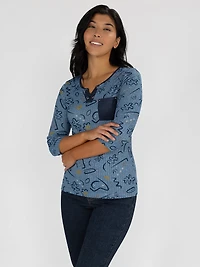 T-shirt semi-ajusté à manches 3/4