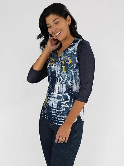 3/4-sleeve semi-fitted t-shirt