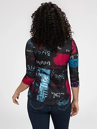 3/4-sleeve semi-fitted t-shirt