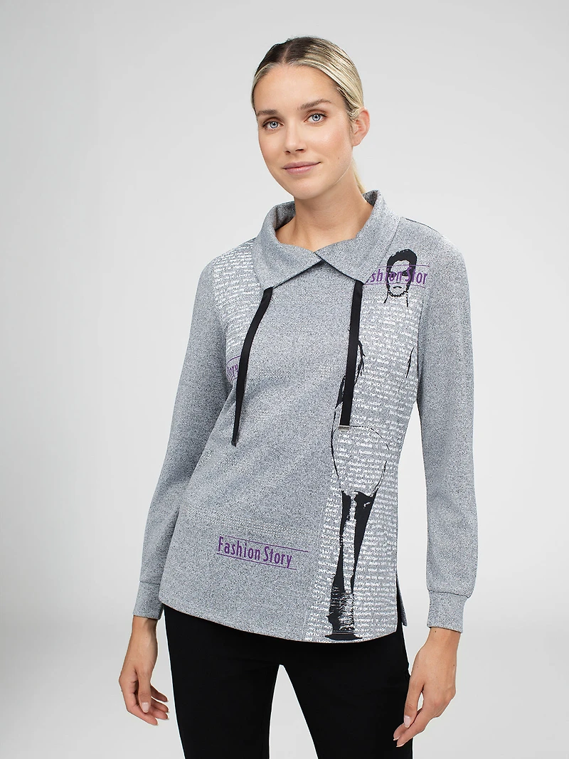 Tunique en tricot semi-ajustée à manches longues