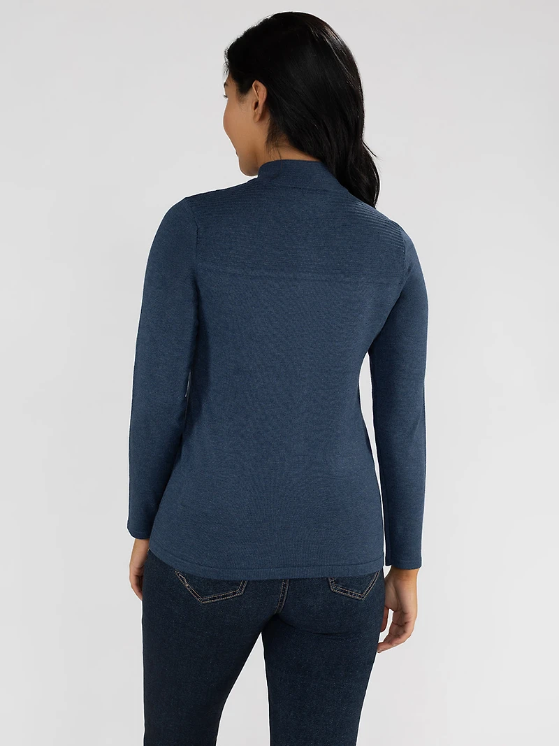 Long-sleeve semi-fitted sweater cardigan