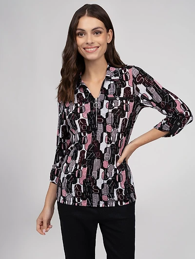 T-shirt semi-ajusté à manches 3/4