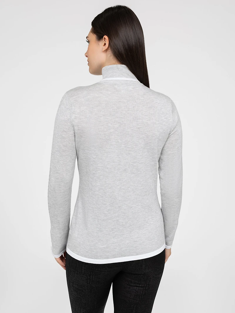 Long-sleeve semi-fitted pullover sweater