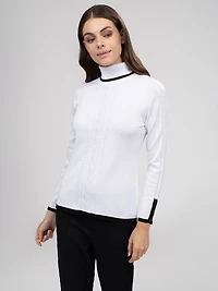 Long-sleeve semi-fitted pullover sweater