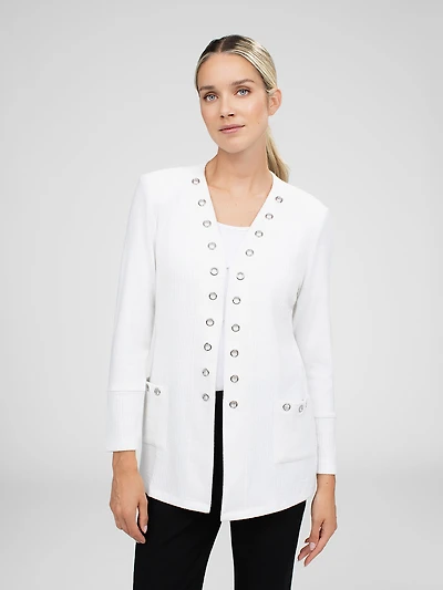 Long-sleeve semi-fitted cardigan