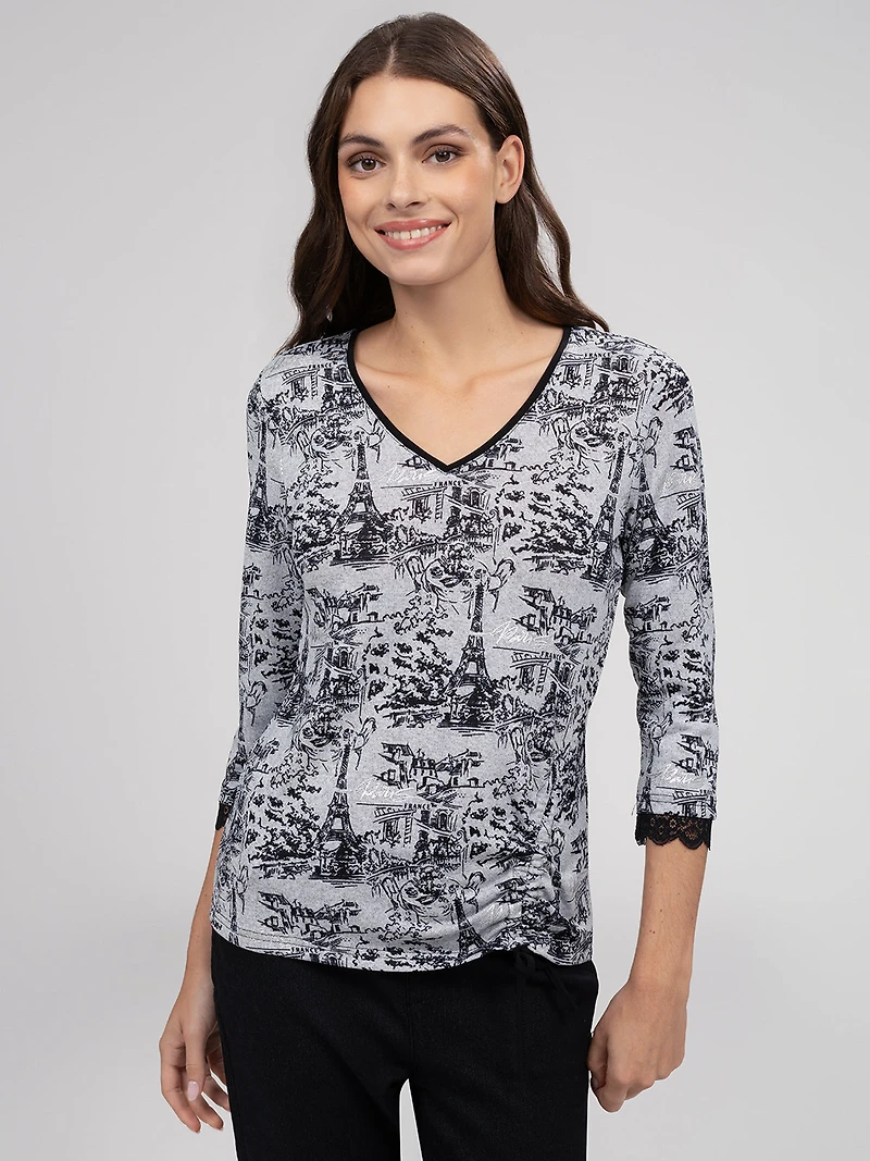 T-shirt semi-ajusté à manches 3/4