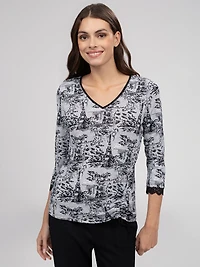 T-shirt semi-ajusté à manches 3/4