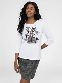 T-shirt semi-ajusté à manches 3/4