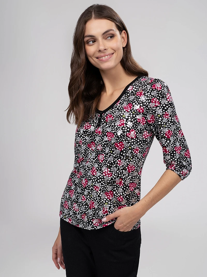 T-shirt semi-ajusté à manches 3/4