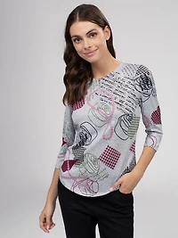 3/4-sleeve semi-fitted t-shirt