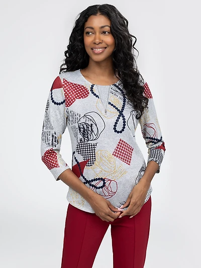 T-shirt semi-ajusté à manches 3/4