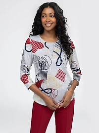 T-shirt semi-ajusté à manches 3/4