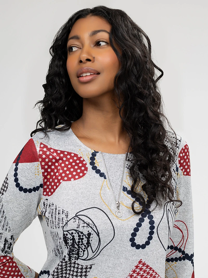 3/4-sleeve semi-fitted t-shirt