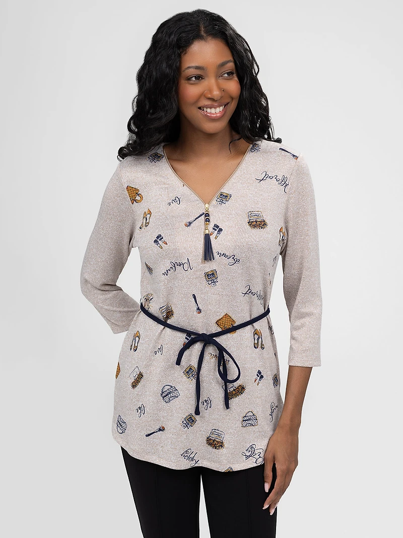 Tunique semi-ajustée à manches 3/4