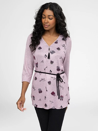 3/4-sleeve semi-fitted tunic