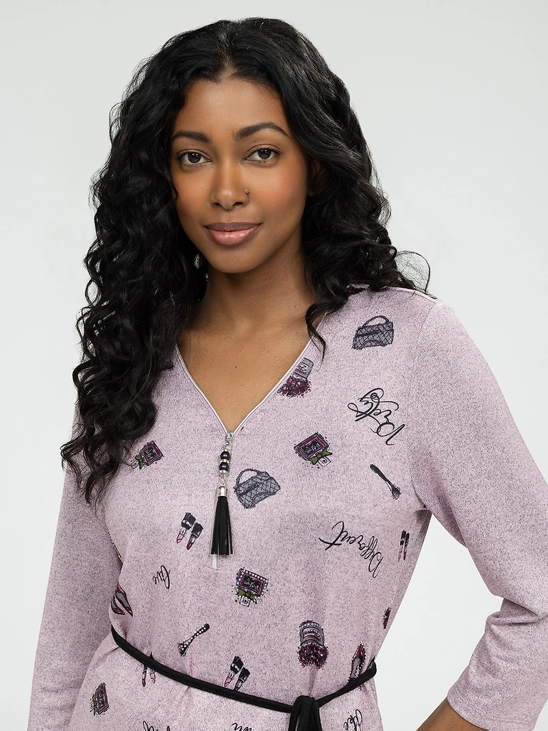 3/4-sleeve semi-fitted tunic
