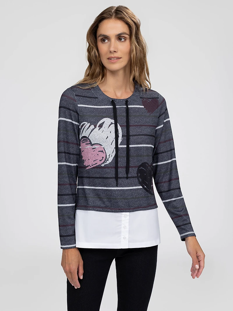 Long-sleeve semi-fitted t-shirt