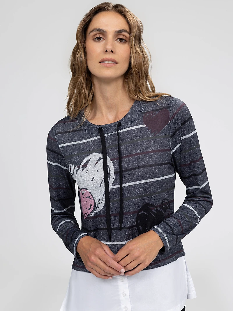 Long-sleeve semi-fitted t-shirt