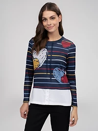 Long-sleeve semi-fitted t-shirt