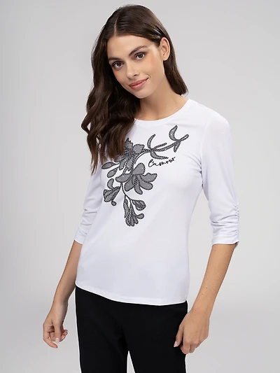 T-shirt semi-ajusté à manches 3/4