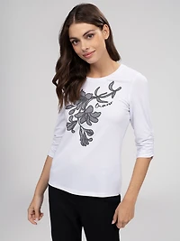 T-shirt semi-ajusté à manches 3/4