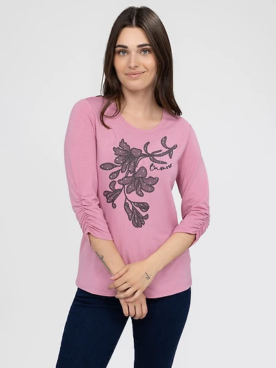 3/4-sleeve semi-fitted t-shirt
