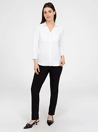 3/4-sleeve semi-fitted blouse with buttons