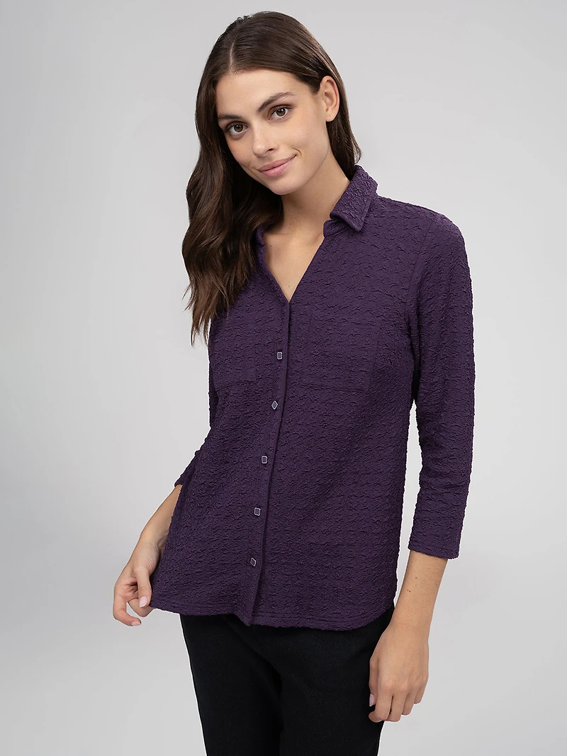 Blouse semi-ajustée à manches 3/4 avec boutons