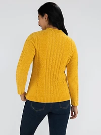 Long-sleeve semi-fitted pullover sweater