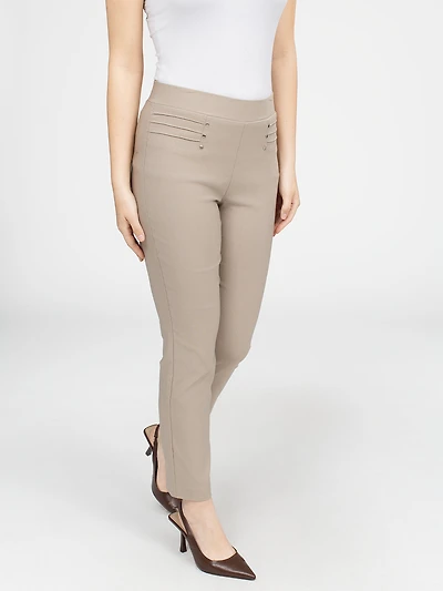 Pantalon droit semi-ajusté à enfiler - Petite