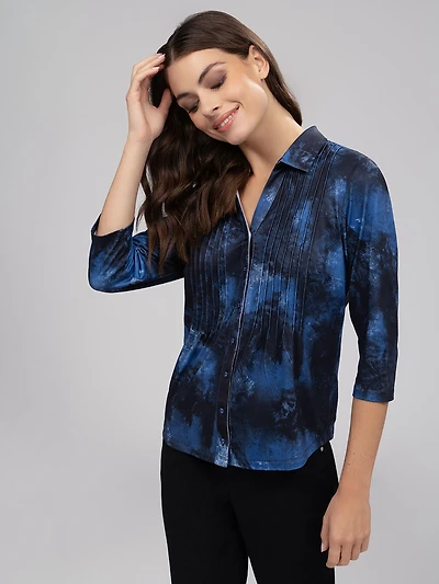Blouse semi-ajustée à manches 3/4 avec boutons