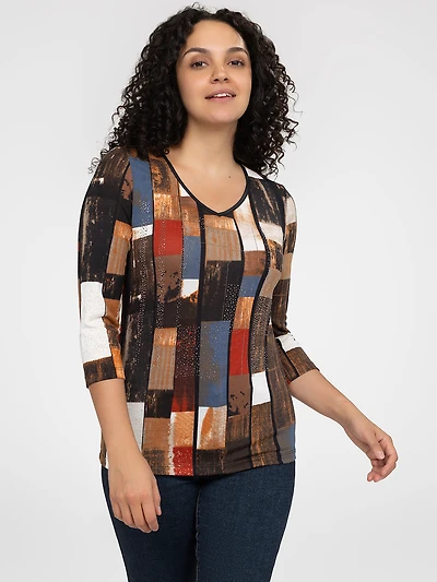 T-shirt semi-ajusté à manches 3/4