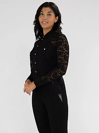 Long-sleeve semi-fitted blouse with buttons