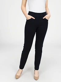 Straight semi-fitted pull-on dress pant