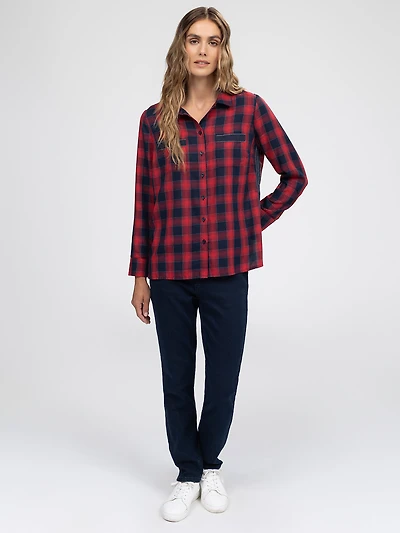 Loose tunic length blouse with buttons