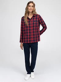 Loose tunic length blouse with buttons