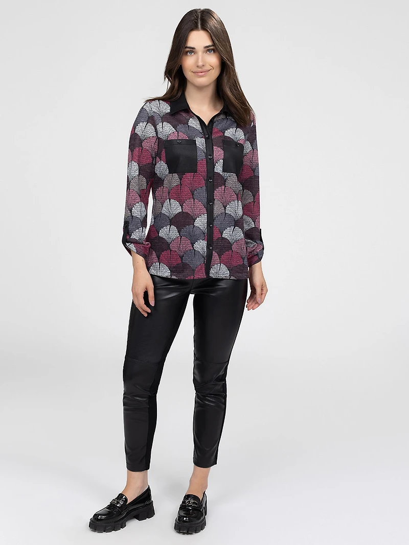 Blouse longueur tunique à manches longues avec boutons