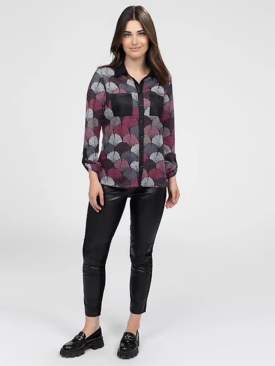 Blouse longueur tunique à manches longues avec boutons