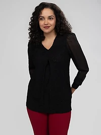 Tunique en tricot semi-ajustée à manches longues