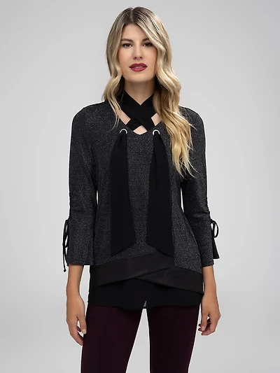 3/4-sleeve semi-fitted tunic