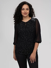 T-shirt semi ajusté à manches 3/4